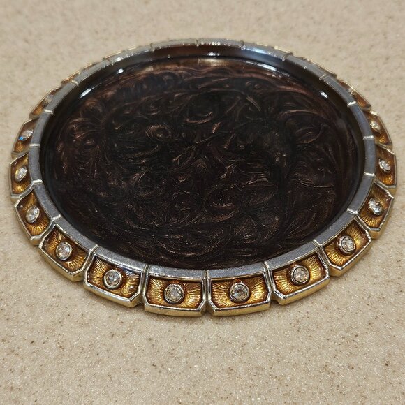 RARE ART DECO JAY STRONGWATER BENTLEY JUNGLE CRYSTAL ENAMEL BAR DRINK COASTER - Picture 4 of 11